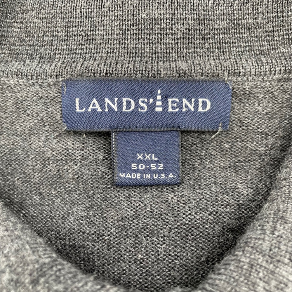 Lands End Vtg. Mens Henley Sweater Sz. XXL Dark Gray 100% Wool Knit Long Sleeve - Picture 3 of 7